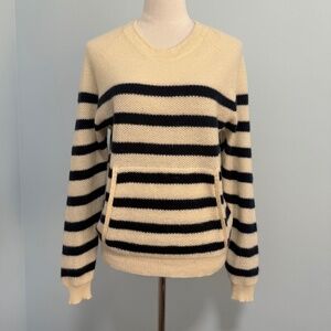 Allude Women’s 100% Cashmere Front Pocket Stripped Sweater Size M